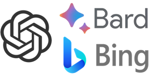 ChatGPT, Bard and Bing AI logo